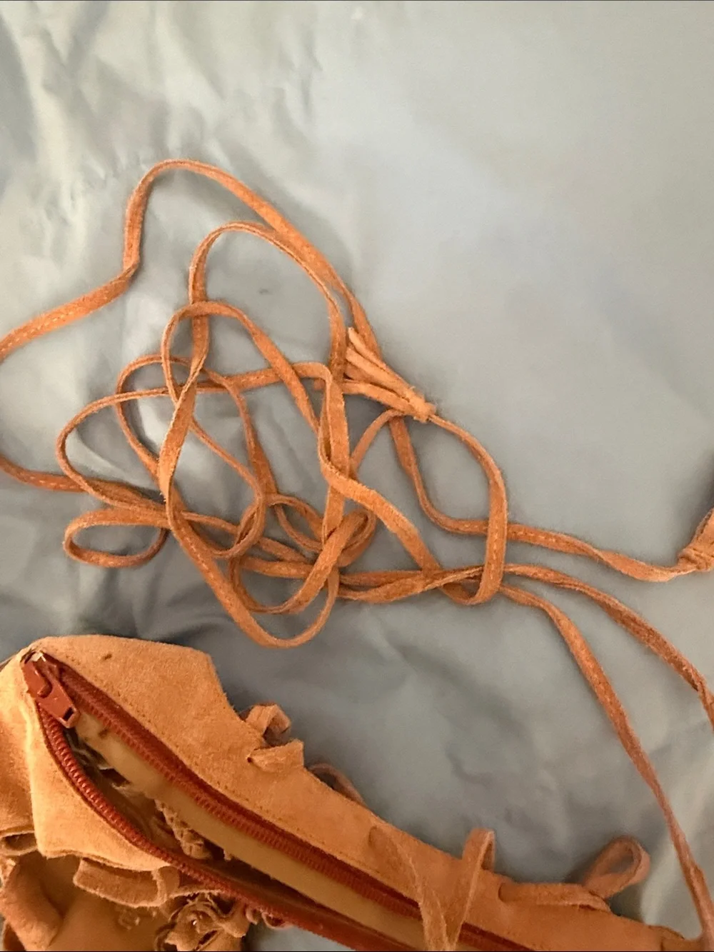 Free People Suede Lace-Up Gladiator Sandals - Tan Orange